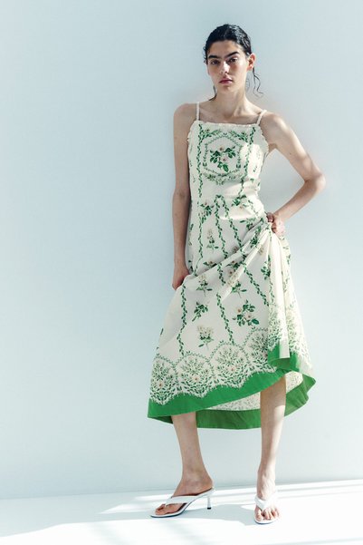 Cotton and Flared Skirt Dress