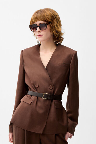 Brown Belt Detailed Jacket