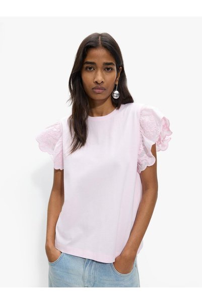 Women's Ruffle Sleeve Cotton T-Shirt