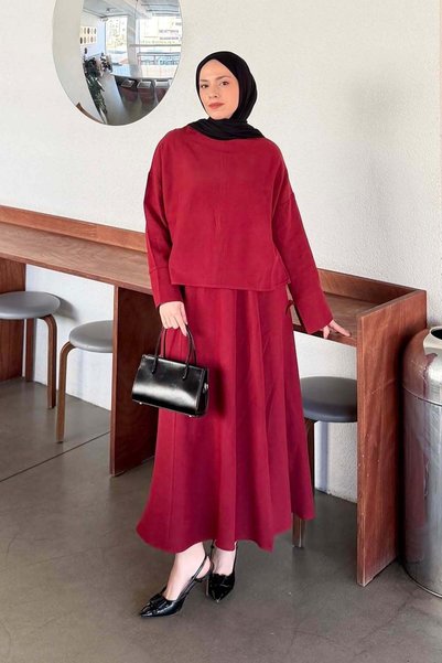Sleeve Piping Detailed Suit Burgundy