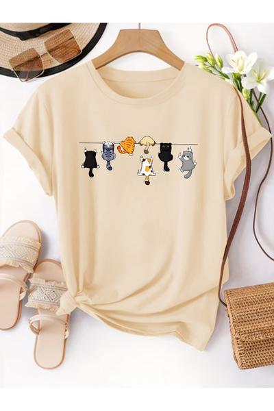 Unisex Naughty Cats Printed Design Tshirt