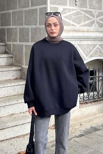 Jasmin Crew Neck Oversize Sweat Dark Navy Blue