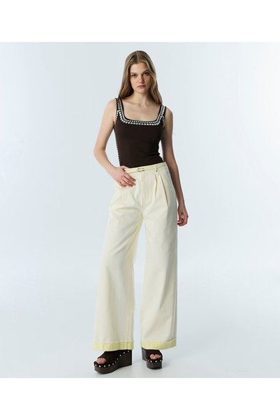Colorblock Wide Leg Jean Pants