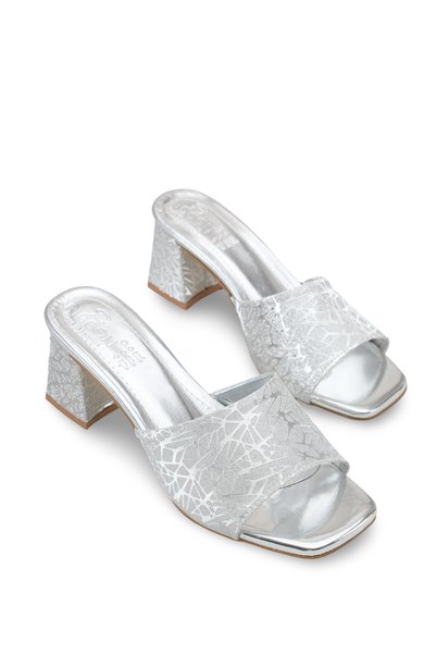 Rhea Alma Women's Heeled Slippers 0012205 Silver Textured