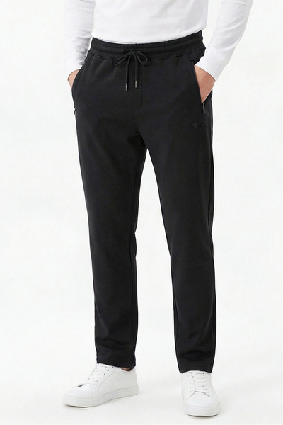 Men's Straight Leg Elastic Waist Sweatpants 25708 Black