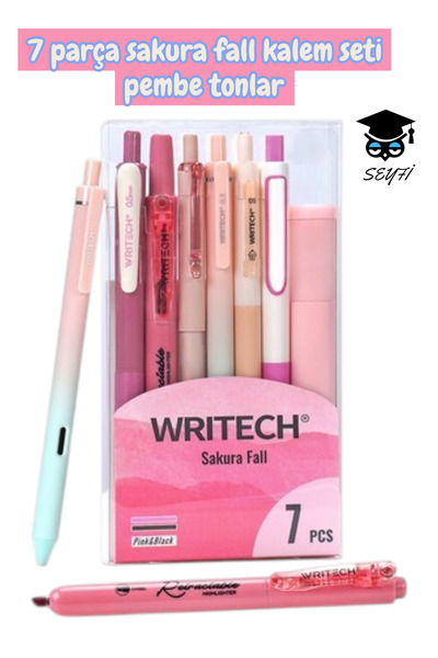 7-piece pen set, writech ballpoint gel highlighter pen set.