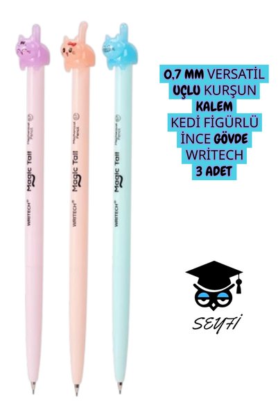 0.7 mm Versatile Tip Pencil with Animal Figures, Thin Body Wri̇tech 3 Pieces