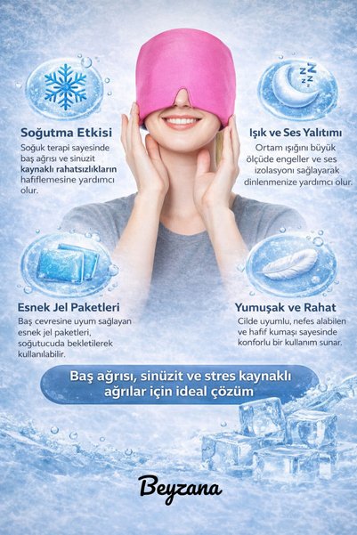 Headache Relief Cap Hot and Cold Compress Hat - Pink