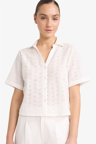 Женска кошула со кратки ракави G0365AX/WT18 OFF WHITE