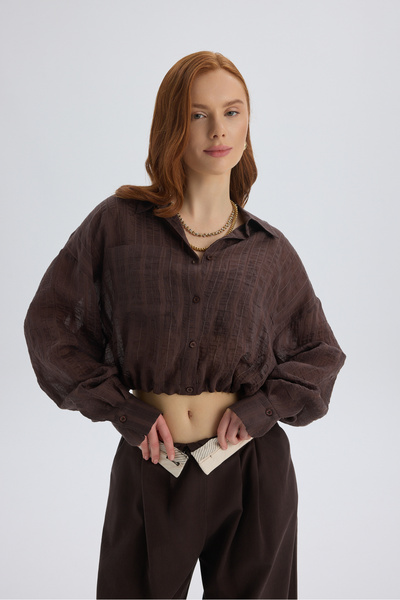 Claps Slim Coffee Short Shirt