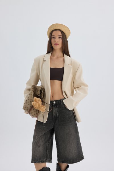 Nest Pile Detail Beige Blazer