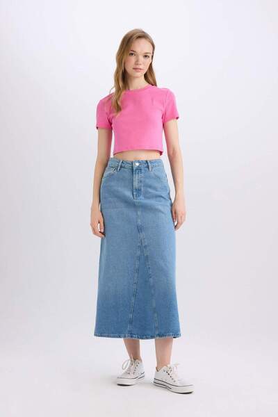 Fashion Fit Maxi Jean Skirt with Pockets D4422Ax24Au