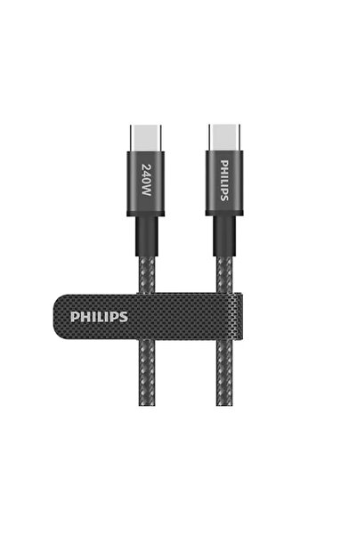 DLC7060C/00 240W USB-C кон USB-C плетен кабел за полнење 2m - црн