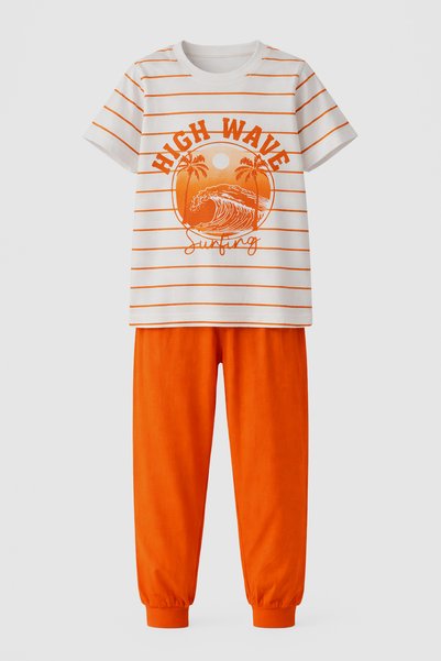 Boys' Cotton Combed Pajama Set 4277 Orange