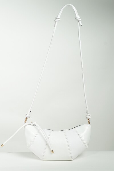 Women's Patent Leather White Croissant Shoulder Bag