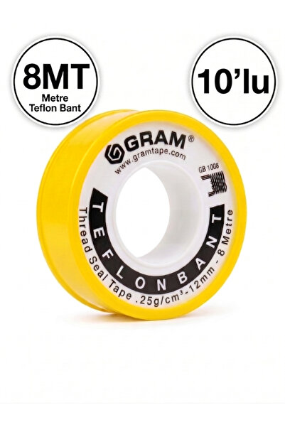 Тефлонска лента за водоводна инсталација 10 пакувања / 12mm x 0.076mm x 8mt
