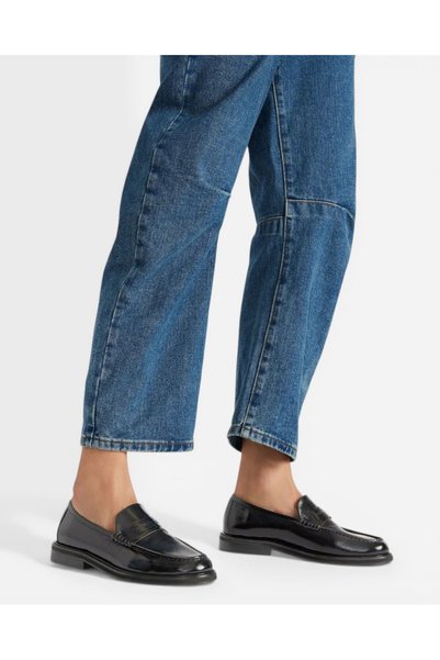 ADISON BLACK LEAT Women's Black Loafer ADISON