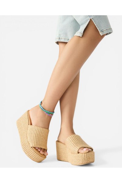 CASSI LT NAT Women's Beige Heeled Slippers CASSI LT NAT