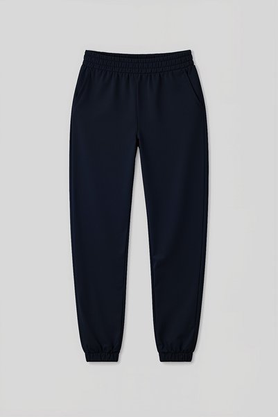 Navy Blue Pocketed High Waist Comfortable Form Rubber Leg Women's Tracksuit Bottom - 94583