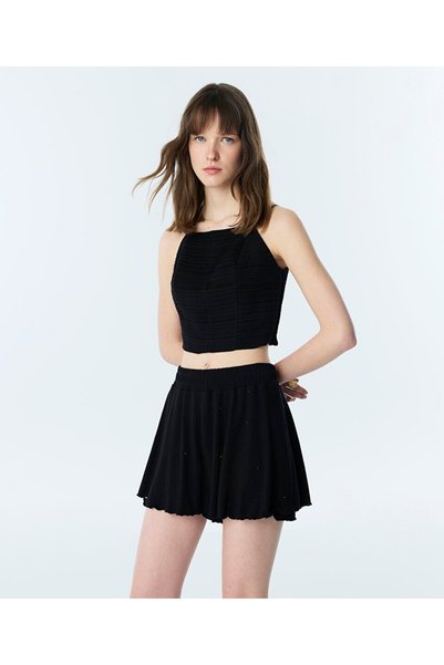 Hotfix Printed Short Skirt
