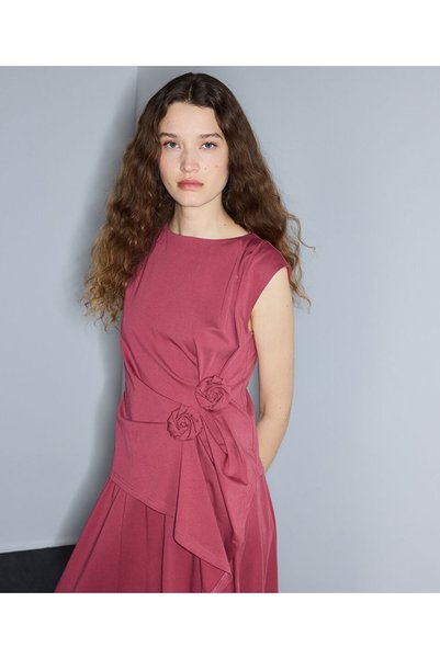 Asymmetrical T-Shirt with Floral Appliqué