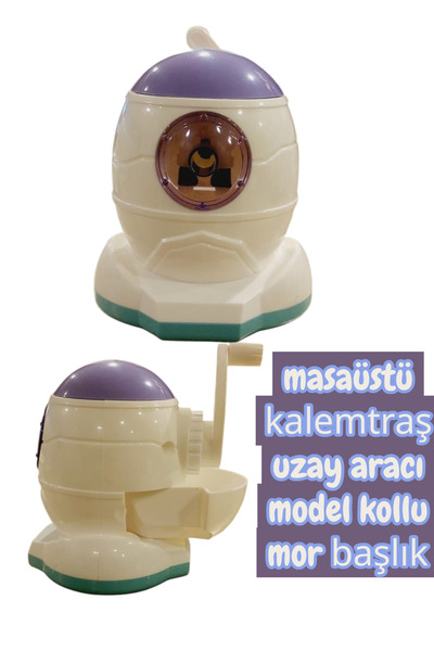 Desktop Pen Sharpener with Handle Space Vehicle Model Purple Headgear