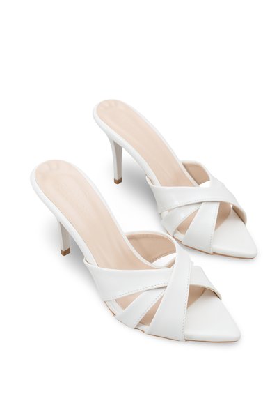 Mira Sola Women's Thin Heeled Slippers 0012720 White Rustic