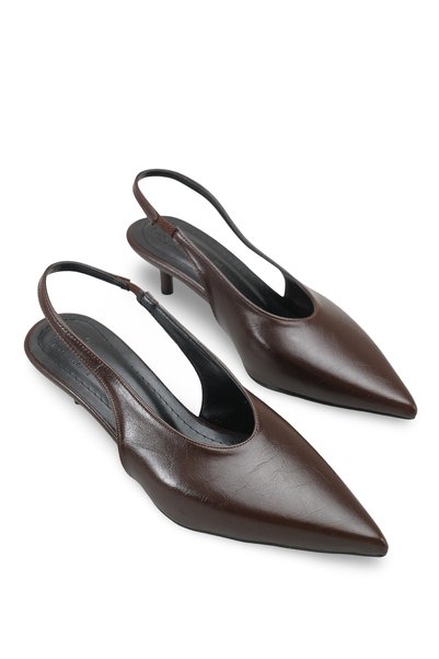 Luna Amara Women's Pointed Toe Open Back Thin Heeled Shoes 0012260 Brown Rustic