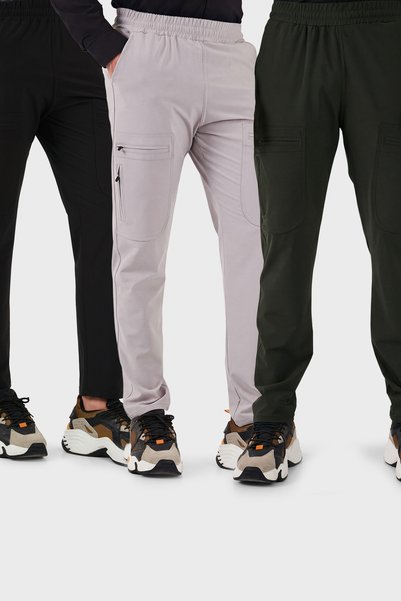Normal Fit Cargo Pocket Elastic Waist Trekking and Courier 3-pack Trousers Men's TROUSERS 6