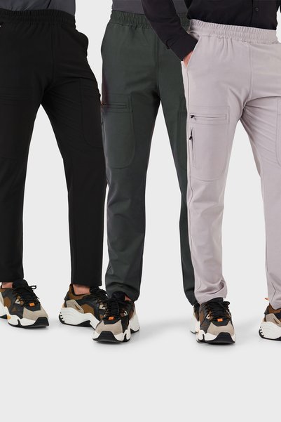 Normal Fit Cargo Pocket Elastic Waist Trekking and Courier 3-Pack Pants Men's Pants 6