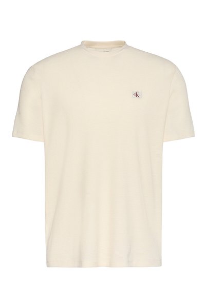 Ss Waffle Badge Crewnk Tee Men's Crew Neck T-Shirt White