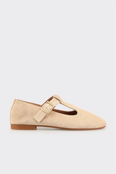 Beige Leather Women's Casual Shoes