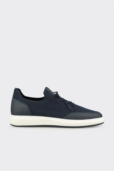 Navy Blue Leather Men's Casual Shoes