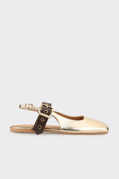 Gold Leather Women's Casual Shoes