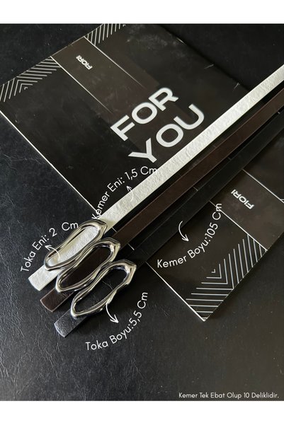 3-Pack Ital Design Silver Buckle Thin Belt, Trouser Belt, Shirt Belt, Jacket Belt