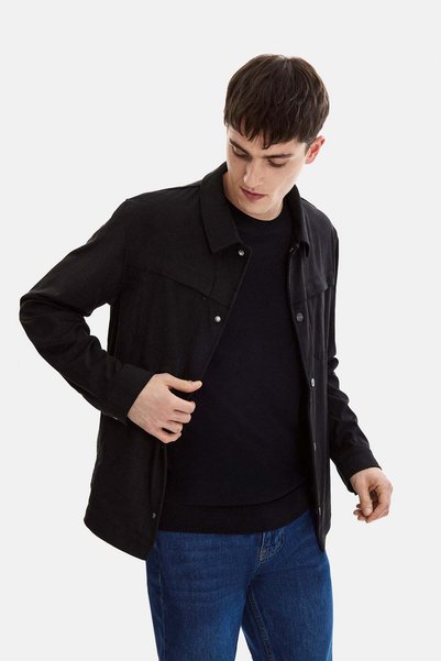 Black Regular Fit Suede Jacket