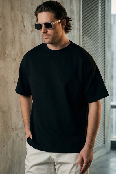 Men's Black Thick Fabric Oversize T-Shirt
