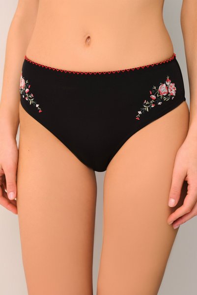 Karla High Waist Embroidered Bikini Bottom
