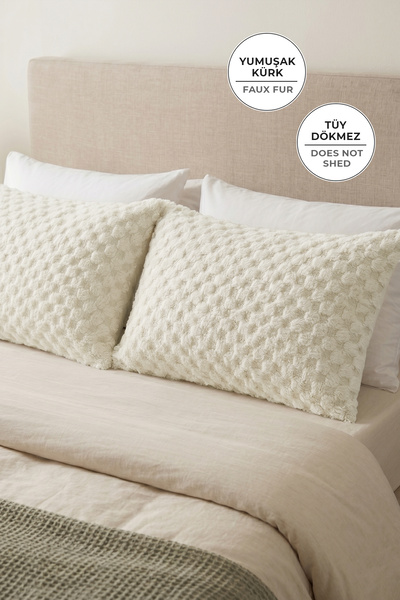 Furry Plush 2-Pack Pillowcase 50x70 cm Polo Soft Supersoft Decorative Wellsoft Beige Cream