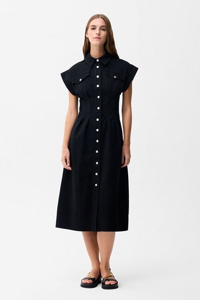 Denim Dress with Stitching Detail