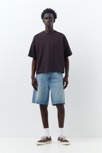 Baggy Relaxed Fit Denim Bermuda Shorts