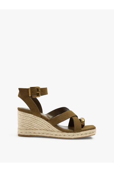 Women's Metallic Detailed Wedge Heel Sandals