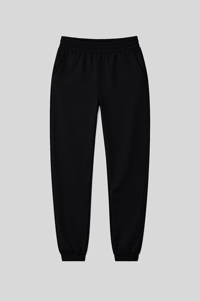 Black Pocketed High Waist Comfortable Form Rubber Leg Women's Tracksuit Bottom - 94583