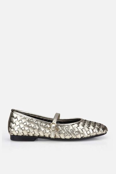 Women's Gold Knitted Band Ballet Flats