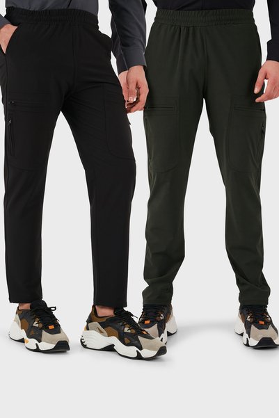 Normal Fit Cargo Pocket Elastic Waist Trekking and Courier 2-Pack Pants Men's Pants 6