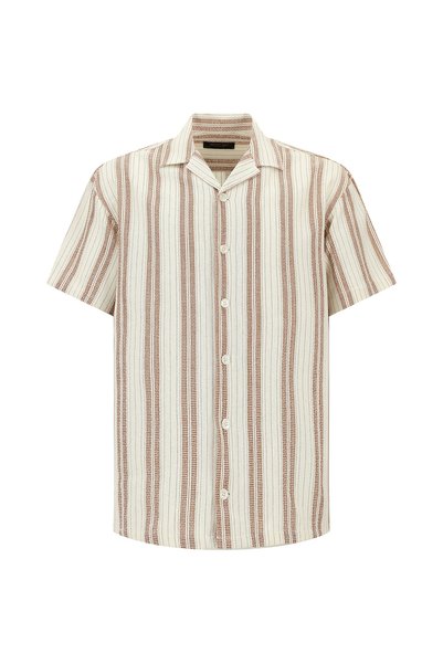 Short Sleeve Oversize Striped Sports Cotton Easy-Iron Shirt