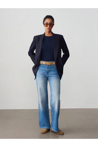 72301 Lycra Wide Leg Jean-Blue