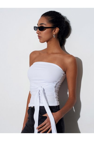 32841 Tie-Up Bandeau Top-White