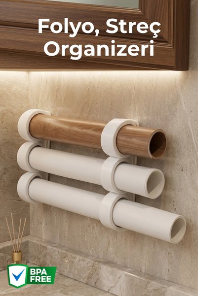 Practical Adhesive Kitchen Organizer Roll Stretch and Foil Holder Organizer