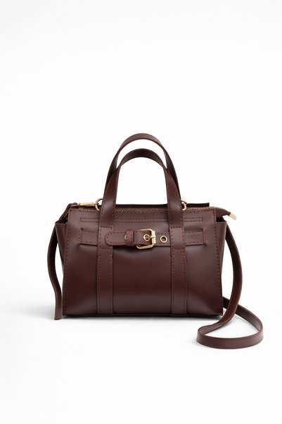 Brown Women's Hand and Shoulder Bag with Long Strap, Stylish Daily Use Mini Bag